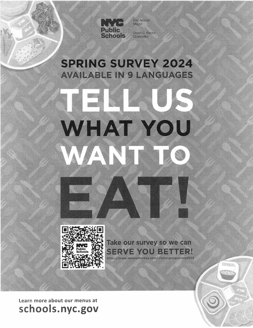 Flyer with QR code to complete survey